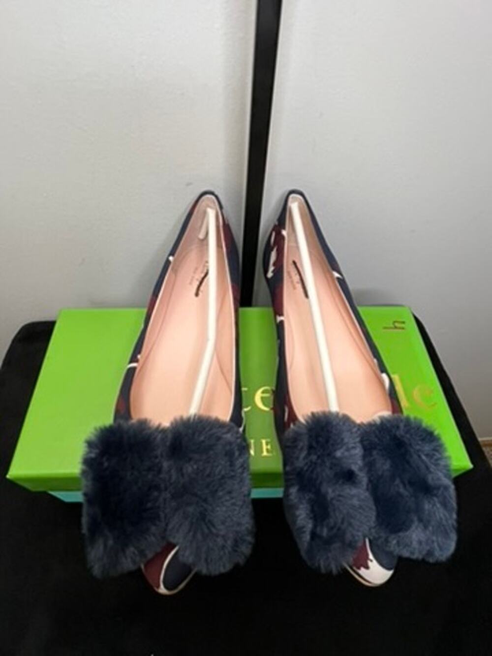 Kate Spade Elen Fox Glen Pom Ballet Flats Navy Multi Size 9 New in Box